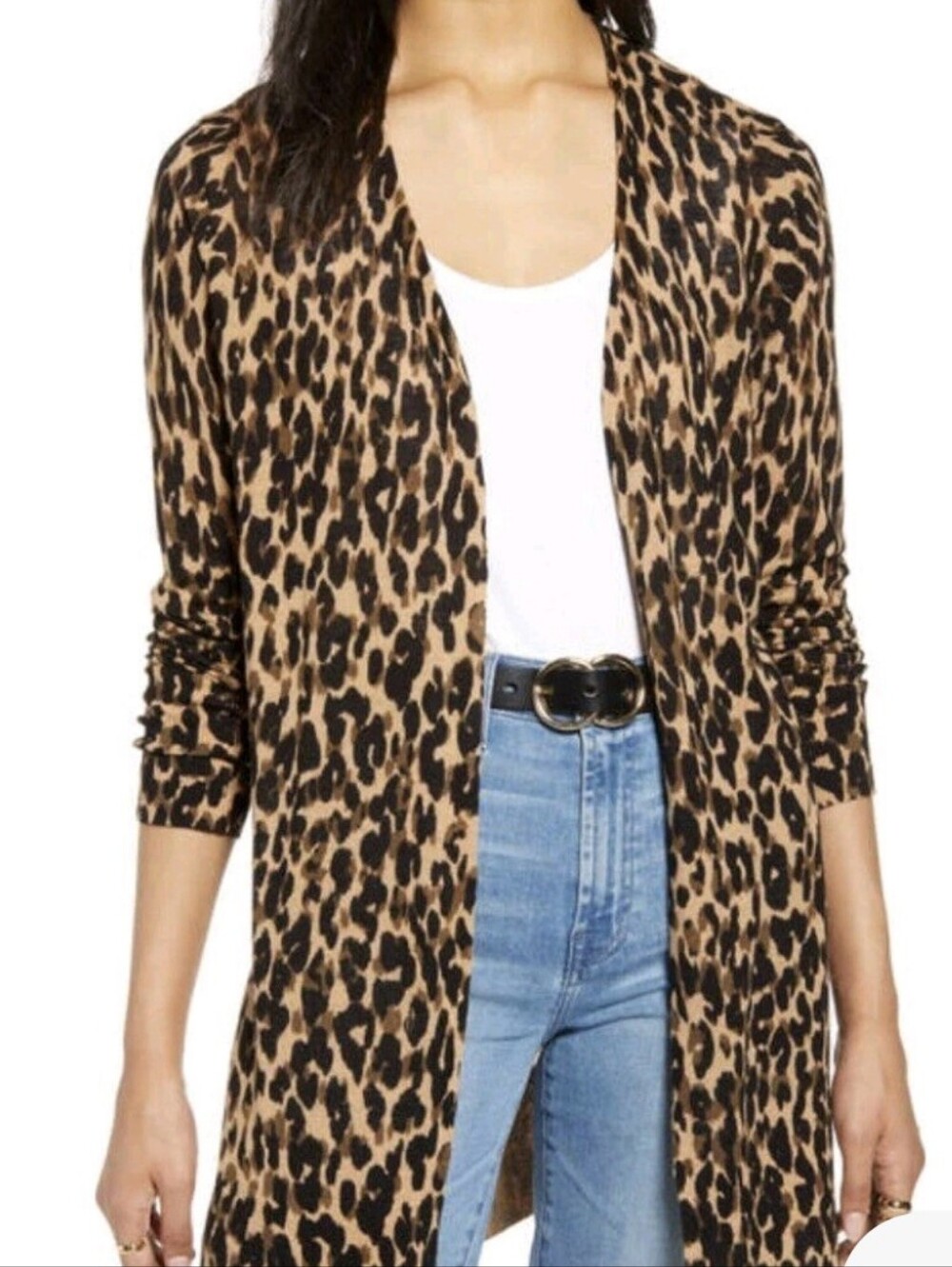 Amaryllis Leopard-Print Open Cardigan - Brown, Black - Picture 4 of 4